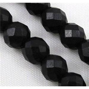 black synthetic Turquoise beads, faceted round, approx 4mm dia, 15.5 inches [GMT103-4MM]
