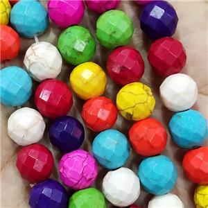 faceted round synthetic Turquoise beads, mixed color, approx 4mm dia, 15.5 inches [GMT105-4MM]
