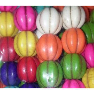 synthetic Turquoise pumpkin beads, mixed color, approx 14mm dia, 15.5 inches [GMT116-14MM]