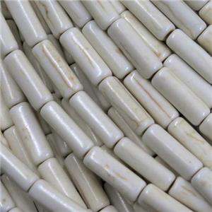 white turquoise tube beads, synthetical, approx 4x6mm, 15.5 inches [GMT118-4X6MM]