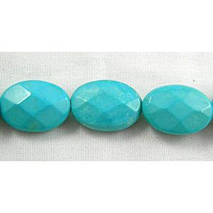 Turquoise beads briolette, Faceted Oval, blue treated, 10x14x5mm,28pcs per st [GMT12]