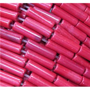turquoise tube beads, synthetical, red, approx 3x5mm, 15.5 inches [GMT121-3X5MM]