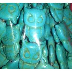 blue owl turquoise beads, synthetical, approx 20x25mm [GMT130]