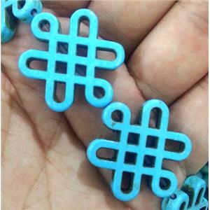turquoise bead, chinese knot, stabilized, approx 23-27mm [GMT138]