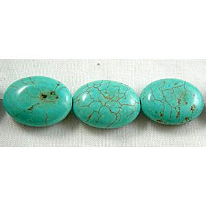 Chalky Turquoise beads, Flat Oval, 12x16x6mm,26pcs per st [GMT14]