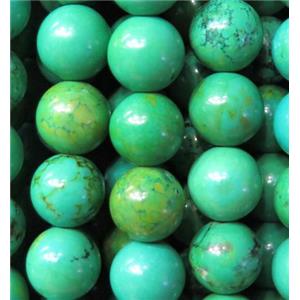 green Turquoise bead, round, stabilized, approx 4mm dia [GMT140-4MM]