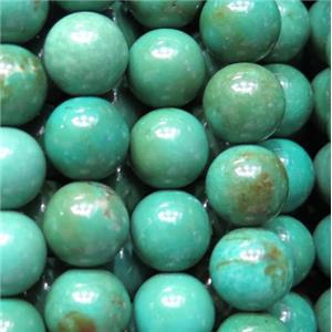 Turquoise beads, round, blue, stabilized, approx 4mm dia [GMT141-4MM]