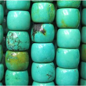stabilized Turquoise bead, barrel, blue, approx 9x12mm [GMT142-9X12MM]