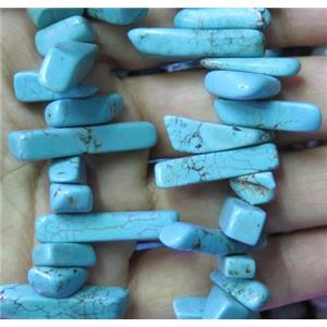 Chalky Turquoise beads, freeform, blue treated, 4x(10-17)mm,approx 100pcs per st [GMT15]
