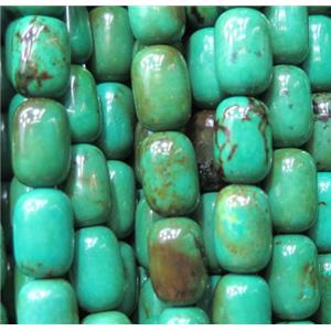 green Turquoise beads, barrel, stabilized, approx 10x14mm [GMT150]