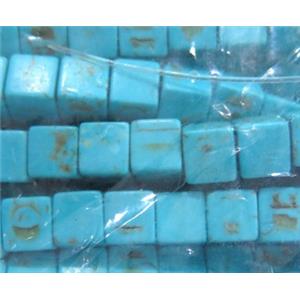 turquoise bead, cube, blue, approx 8x8x8mm [GMT156-8MM]