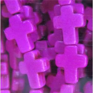 hotpink synthetic Turquoise cross beads, approx 8x10mm, 15.5 inches [GMT158]