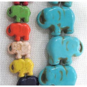 synthetic Turquoise elephant beads, mixed color, approx 15x20mm [GMT173-15X20MM]
