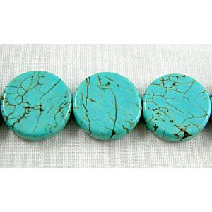 Chalky Turquoise beads, circle, 12mm dia,3mm thick, 37pcs per st [GMT19]