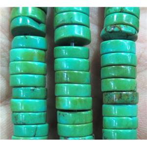 green Turquoise heshi beads, stabilized, approx 3x8mm [GMT200]