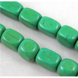 green synthetic Turquoise cuboid beads, approx 8x8x10mm, 15.5 inches [GMT203]