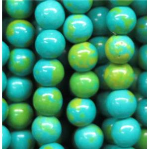 blue turquoise bead, round, synthetic, approx 10mm dia, 38pcs per st [GMT205-10MM]
