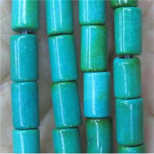 blue turquoise bead, tube, synthetic, approx 6x10mm [GMT208]