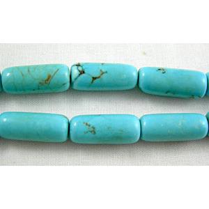 Chalky Turquoise tube beads, 6.5mm dia,15mm length,24pcs per st [GMT22]