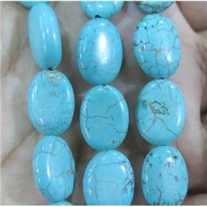 blue Chalky Turquoise beads, Flat Oval, 8x10x5mm,40pcs per st [GMT23]
