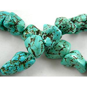Chalky Turquoise beads, Erose, approx 10-14mm [GMT30]
