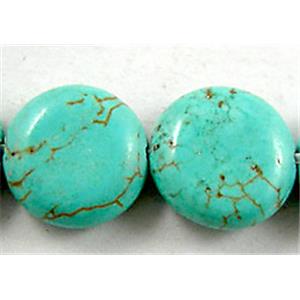 Chalky Turquoise beads, Flat Round, 10mm dia, 40pcs per st [GMT31]