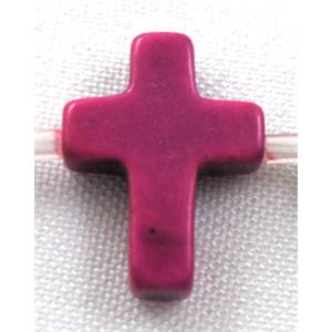 Chalky Turquoise beads, Stabilized, cross, purple, 12x16mm, 25pcs per st [GMT56C06]