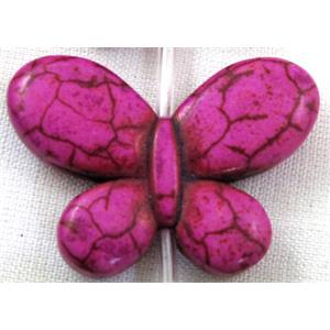 Chalky Turquoise beads, Stabilized, butterfly, hotpink, 24x35mm,14pcs per st [GMT60C06]
