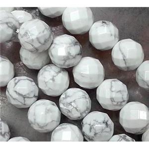 white Howlite Turquoise Beads, faceted round, 10mm dia, approx 38pcs per st [GMT66-10MM]