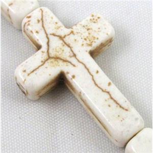 white synthetic Turquoise cross beads, approx 20x30mm [GMT81-20X30MM]