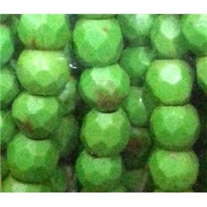 green synthetic Turquoise beads, faceted round, approx 4mm dia, 15.5 inches [GMT99-4MM]
