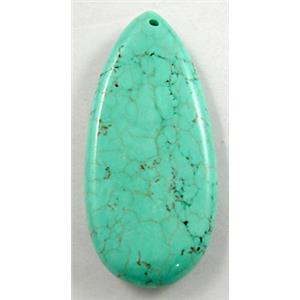 Chalky Turquoise teardrop pendant, 25x55mm [GMTPD06]