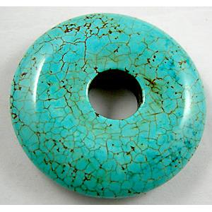 Chalky Turquoise pendant, donut, 40mm dia [GMTPD09]