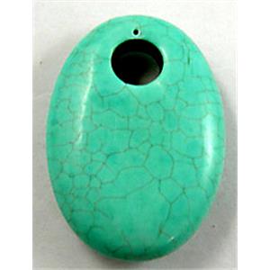 Chalky Turquoise oval pendant, 35x50mm [GMTPD10]