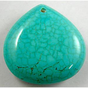 Chalky Turquoise teardrop pendant, 40mm dia [GMTPD11]