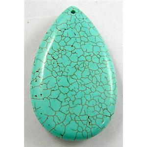 Turquoise teardrop pendant, 30x50mm [GMTPD12]