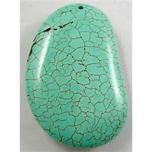 Chalky Turquoise footprint Pendant, 35x50mm [GMTPD13]