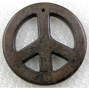 Turquoise Peace sign, pendant, dye, 34mm dia [GMTPD17C03]