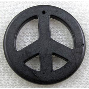 Turquoise Peace sign, pendant, dye, 34mm dia [GMTPD17C06]
