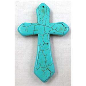 Chalky Turquoise, stabilized, Crosses Pendant, 50x75mm [GMTPD18]