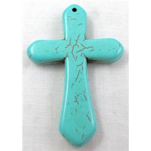 Chalky Turquoise, stabilized, Crosses Pendant, 30x45mm [GMTPD19]