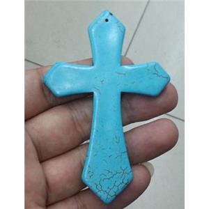 Cross Turquoise Pendant, stability, synthesize, approx 50x75mm [GMTPD28]