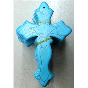 Cross Turquoise Pendant, stability, synthesize, approx 50x75mm [GMTPD29]