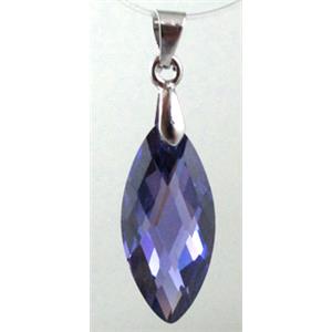 Cubic Zirconia pendant, purple, 10x22mm [GMZ05C01]