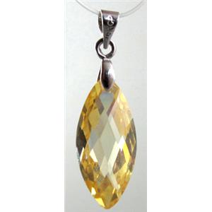 Cubic Zirconia pendant, golden, 10x22mm [GMZ05C04]