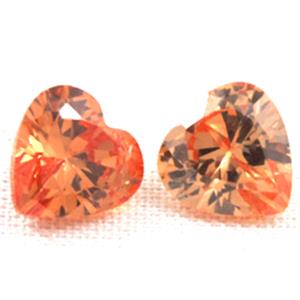 Cubic Zirconia heart diamond, orange, 10x10mm [GMZ06C06-10MM]