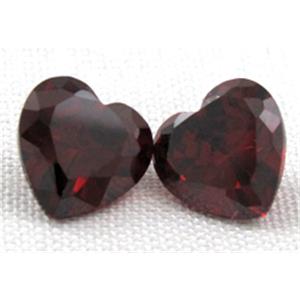 Cubic Zirconia heart diamond, deep red, 10x10mm [GMZ06C07-10MM]