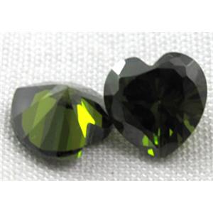 Cubic Zirconia heart diamond, dark-olive, 10x10mm [GMZ06C10-10MM]