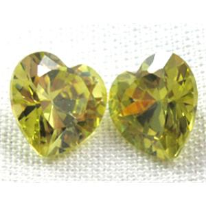 Cubic Zirconia heart diamond, peridot, 10x10mm [GMZ06C11-10MM]