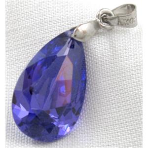 Cubic Zirconia drip diamond pendant, purple, 12x20mm [GMZ07C03]